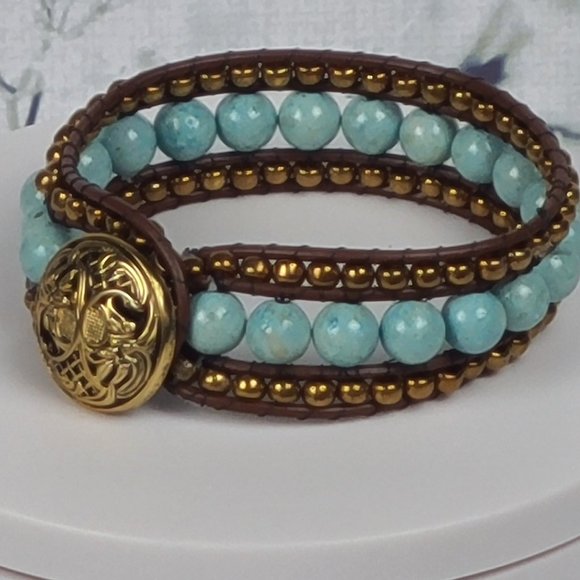 Bead and Leather Bracelet - Picture 4 of 6